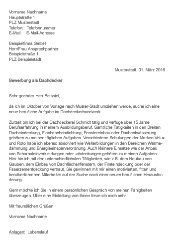 Bewerbung Ausbildung Als Dachdecker